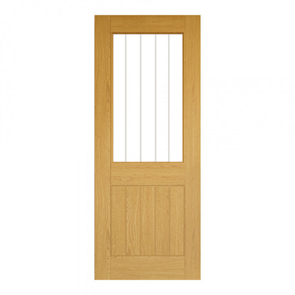 Ely Unfinished Oak 2 Panel Glazed Internal Door