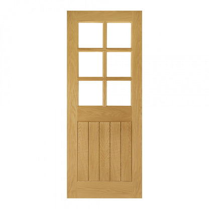 Ely Unfinished Oak Bevelled Glaze 6 Lite Internal Door