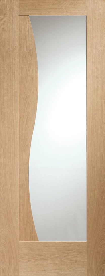 Wooden door with a glass panel