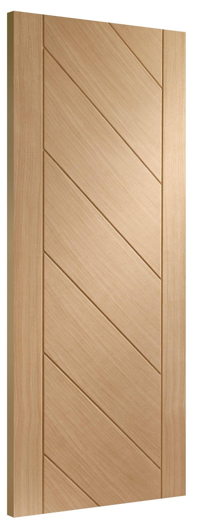 Wooden door with a chevron pattern on a white background