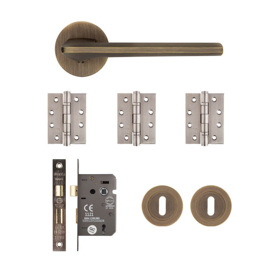 Ithaca Mortice Kit Matt Antique Brass