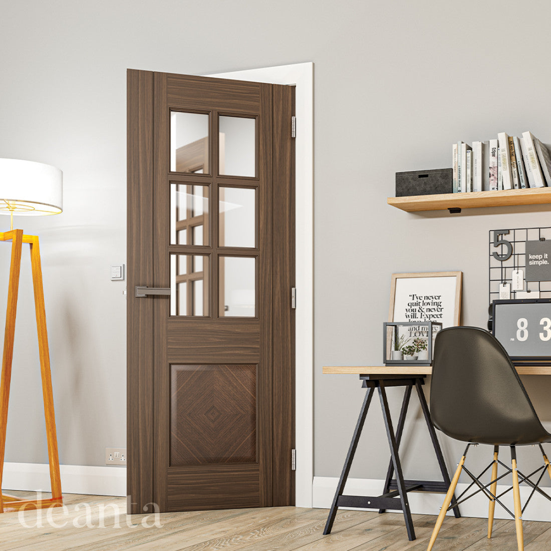 Kensington Prefinished Walnut Bevelled Glaze FSC Internal Door