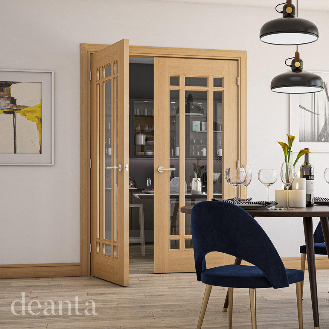 Kerry Unfinished Oak Bevelled Glaze Internal Door