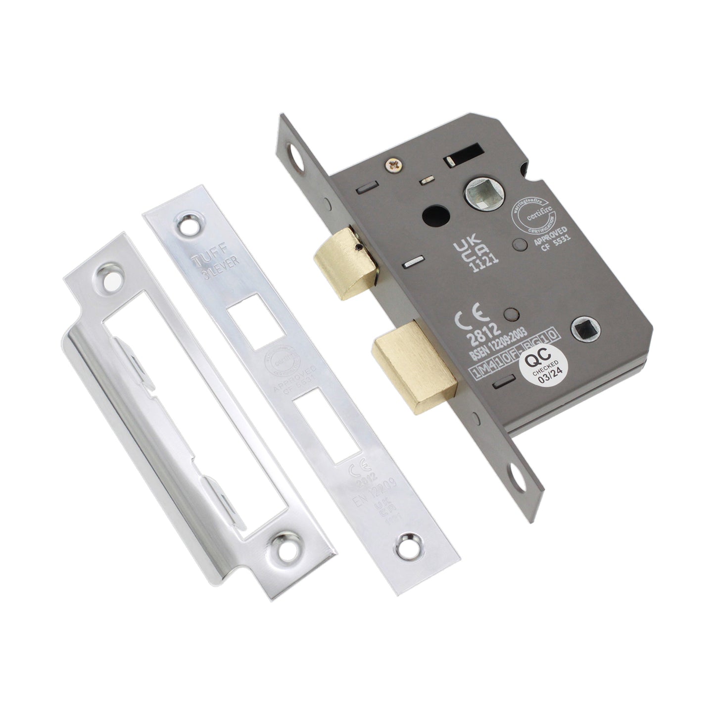 2.5" CE 3 Lever Bathroom Lock FD60 - Nickel Plated