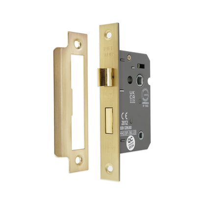 2.5" CE 3 Lever Bathroom Lock FD60 - Satin Brass