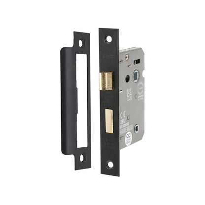 3" CE 3 Lever Bathroom Lock FD60 - Matt Black
