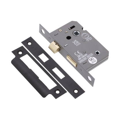 3" CE 3 Lever Bathroom Lock FD60 - Matt Black