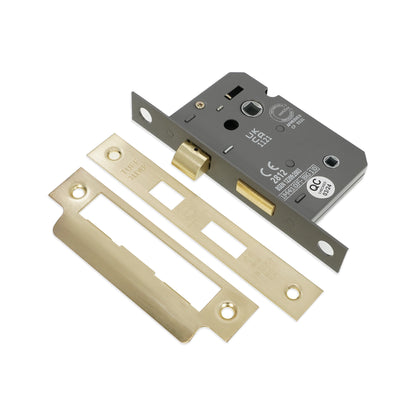 3" CE 3 Lever Bathroom Lock FD60 - Satin Brass