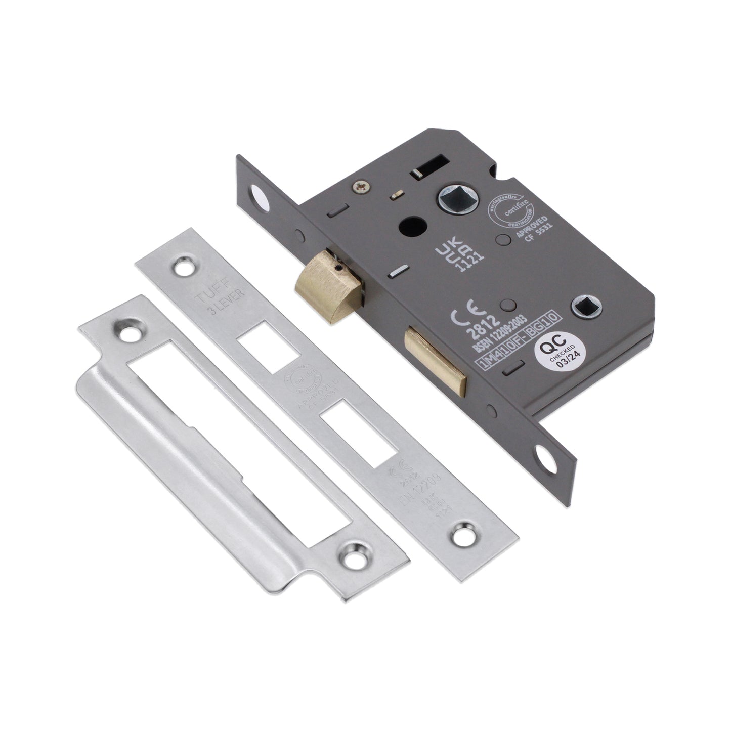 3" CE 3 Lever Bathroom Lock FD60 - Satin Chrome