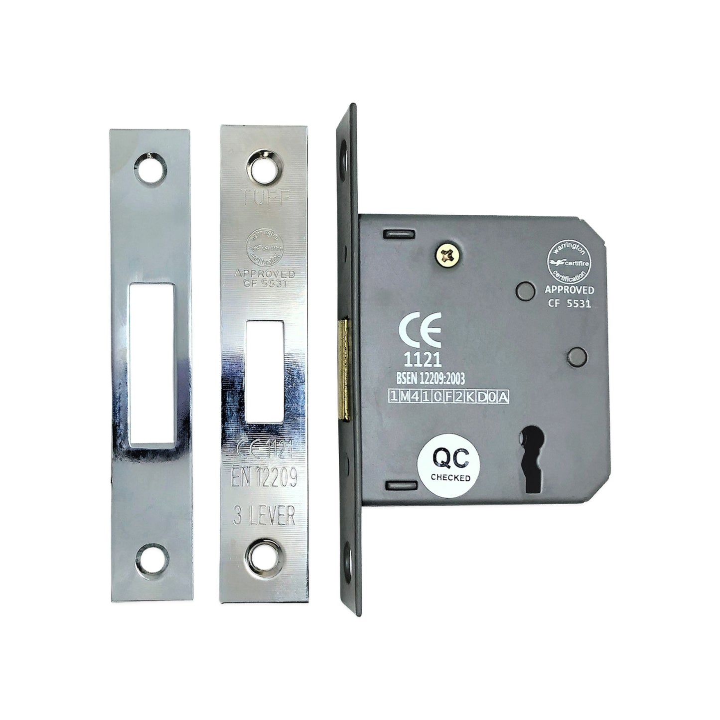 3" CE 3 Lever Dead Lock - Polished Chrome