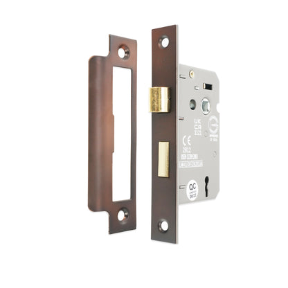 2.5" CE 3 Lever Mortice Sash Lock FD60 - Aged Bronze