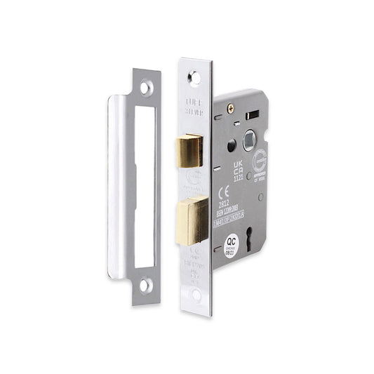 2.5" CE 3 Lever Mortice Sash Lock FD60 - Polished Chrome