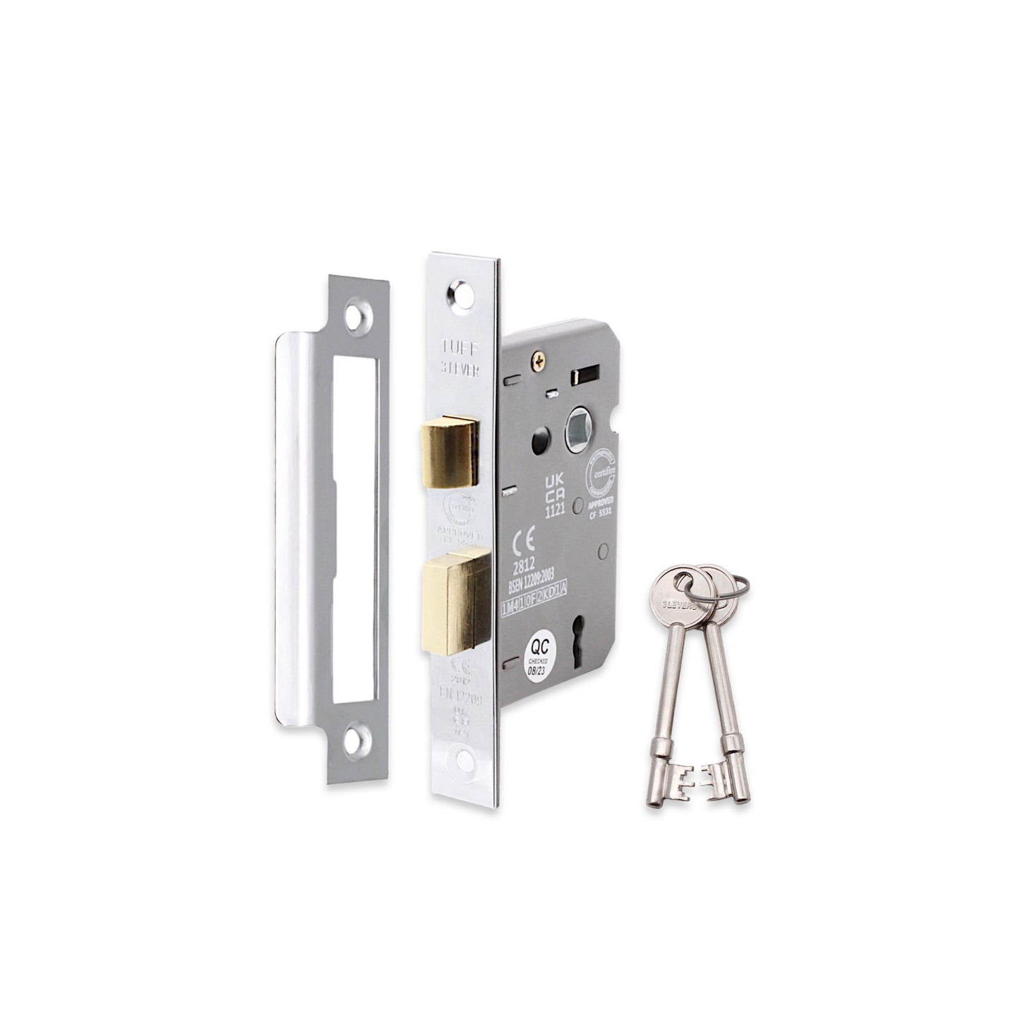 2.5" CE 3 Lever Mortice Sash Lock FD60 - Polished Chrome