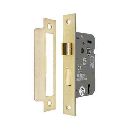 2.5" CE 3 Lever Mortice Sash Lock FD60 - Satin Brass