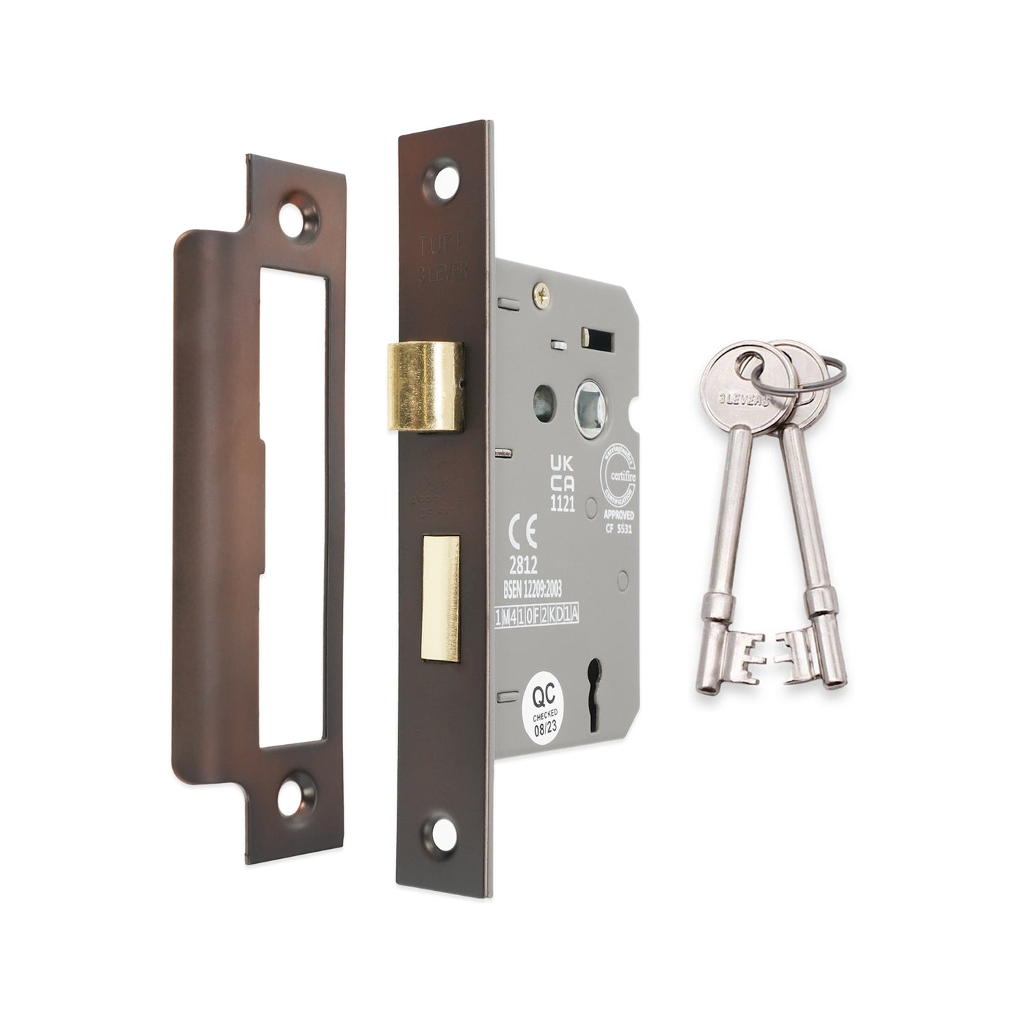 3" CE 3 Lever Mortice Sash Lock FD60 - Aged Bronze