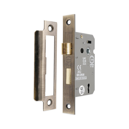 3" CE 3 Lever Mortice Sash Lock FD60 - Antique Brass