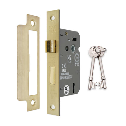 3" CE 3 Lever Mortice Sash Lock FD60 - Satin Brass