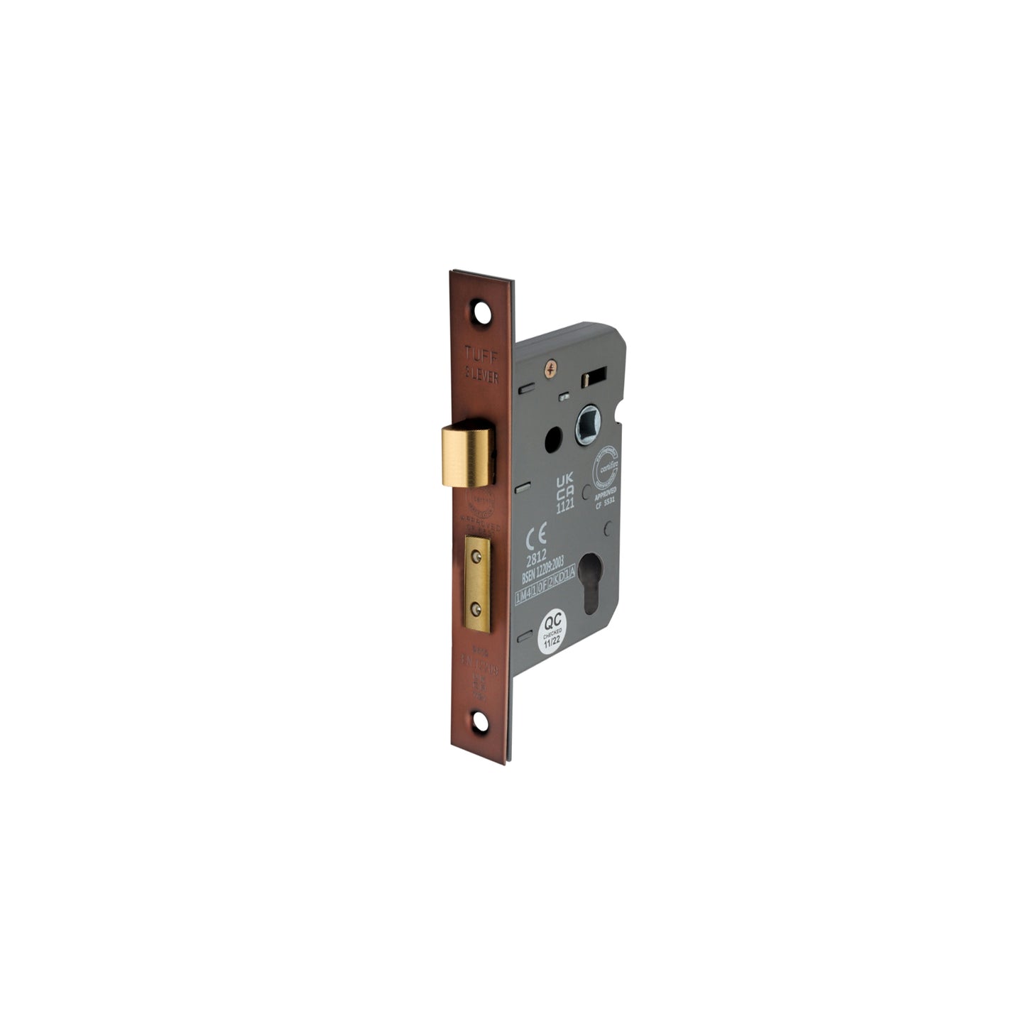 2.5" CE Euro Profile Mortice Sash Lock - Aged Bronze