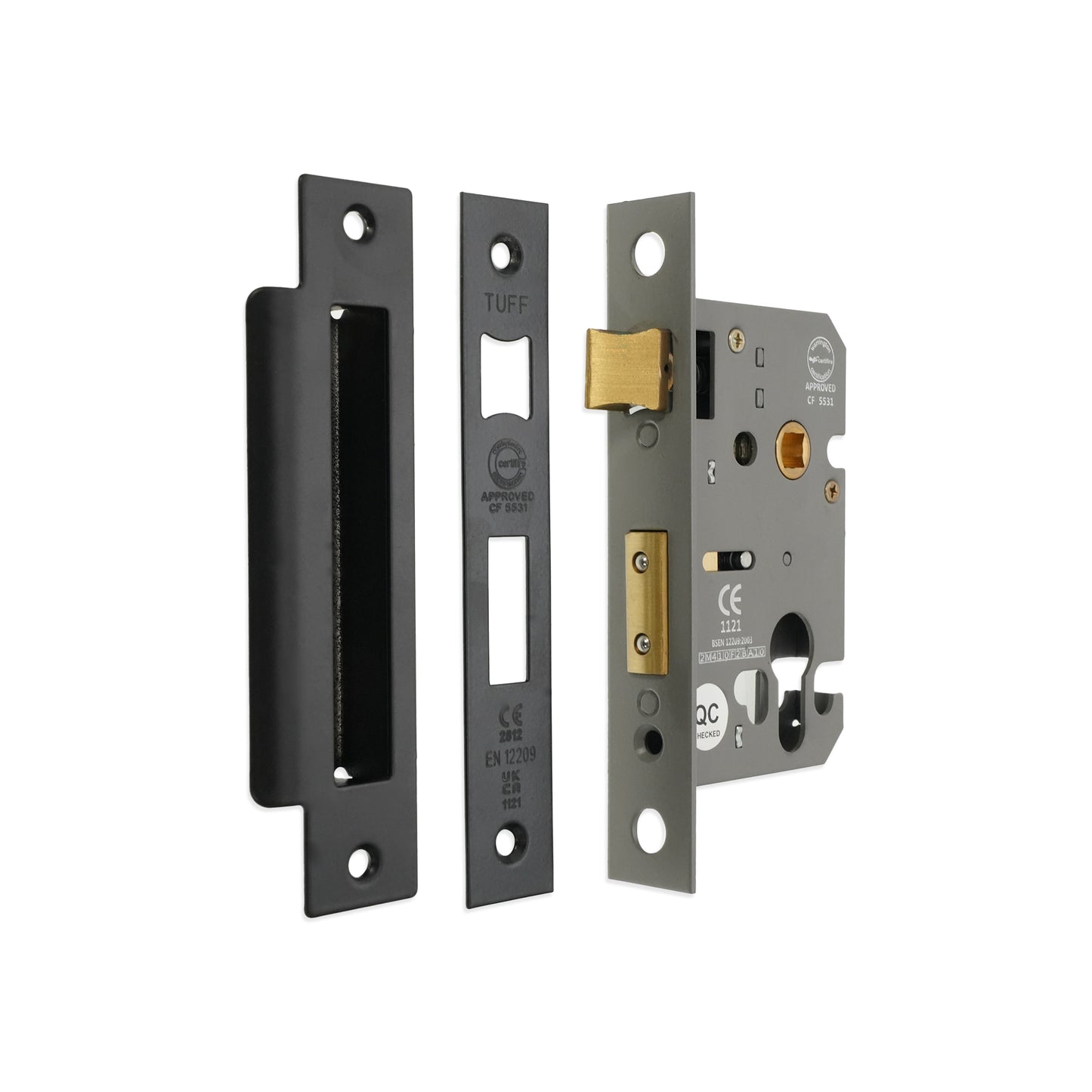 2.5" CE Euro Profile Mortice Sash Lock - Matt Black