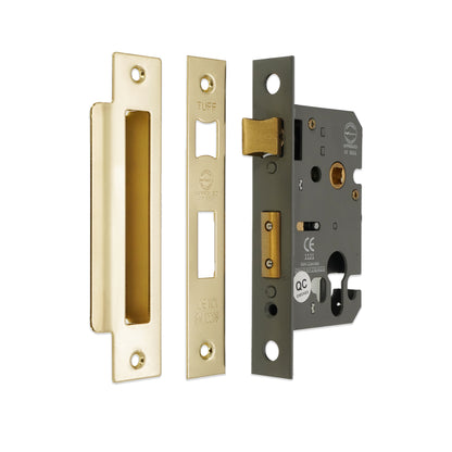 2.5" CE Euro Profile Mortice Sash Lock - Electro Brass