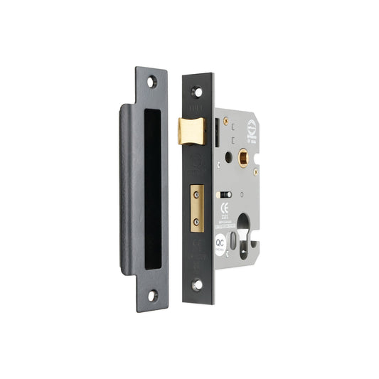 3" CE Euro Profile Mortice Sash Lock - Matt Black