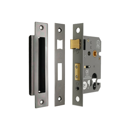 3" CE Euro Profile Mortice Sash Lock - Black Nickel