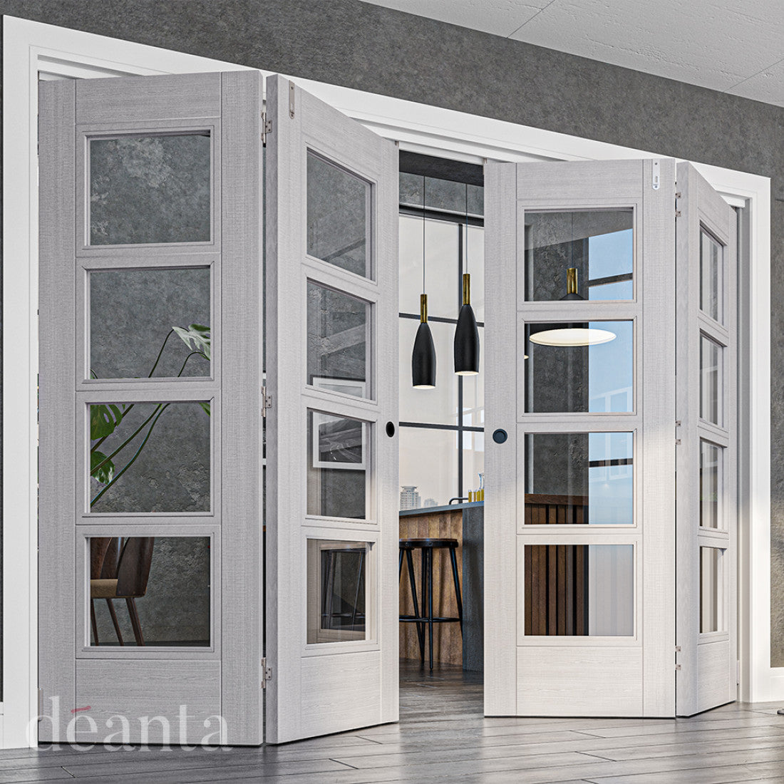 Montreal Light Grey Ash 4L Glazed FSC Internal Door