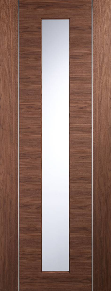 Wooden door with a glass panel