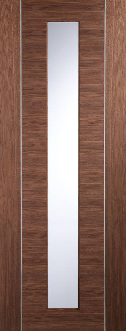 Wooden door with a glass panel