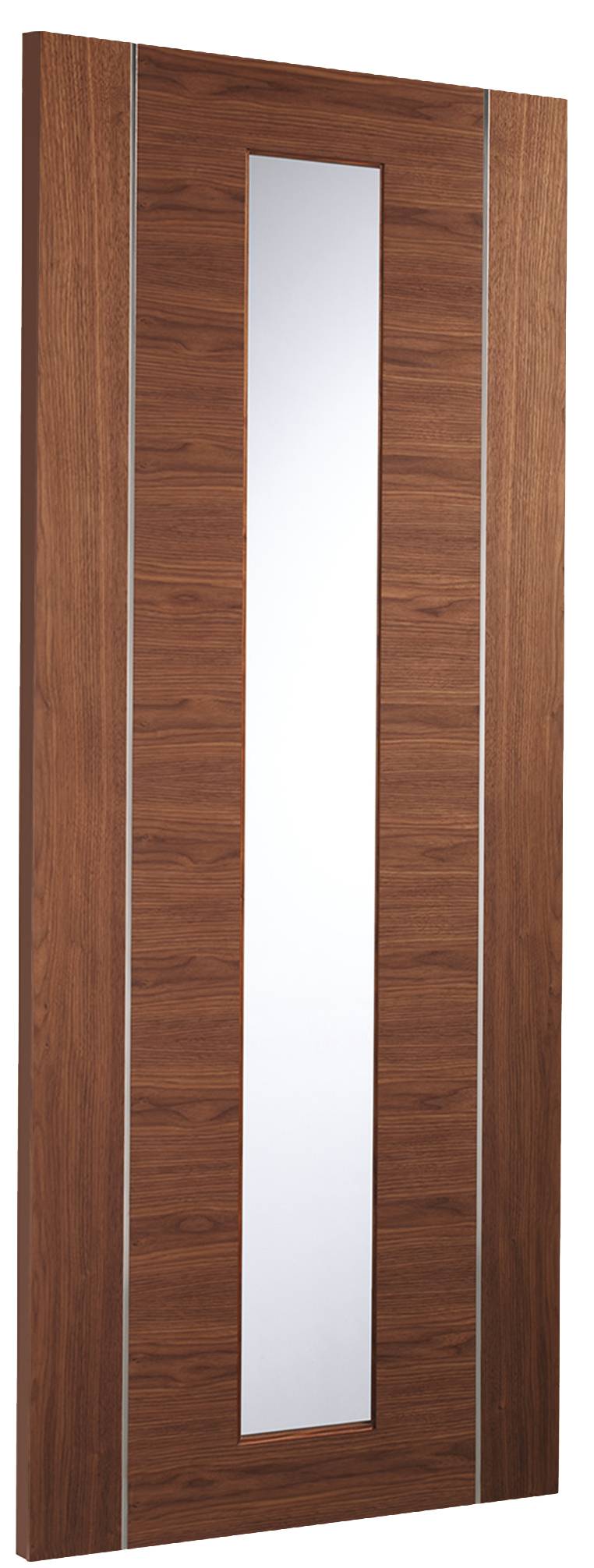 Wooden door with a glass panel