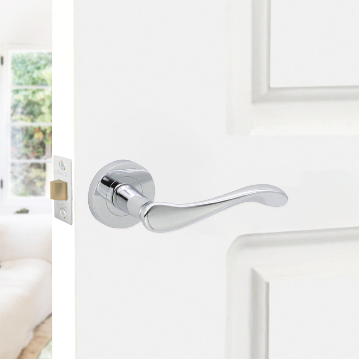 Rosalie Lever Door Handle Polished Chrome