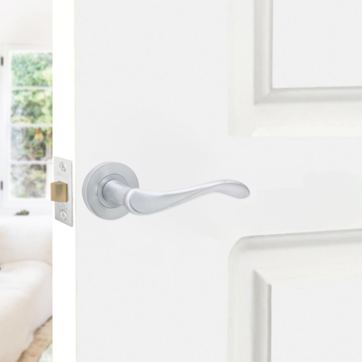 Rosalie Lever Door Handle Satin Chrome