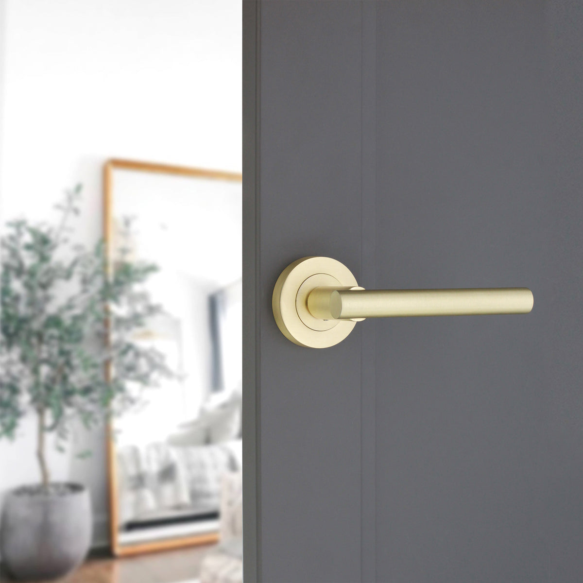 Jura Lever Door Handle Satin Brass
