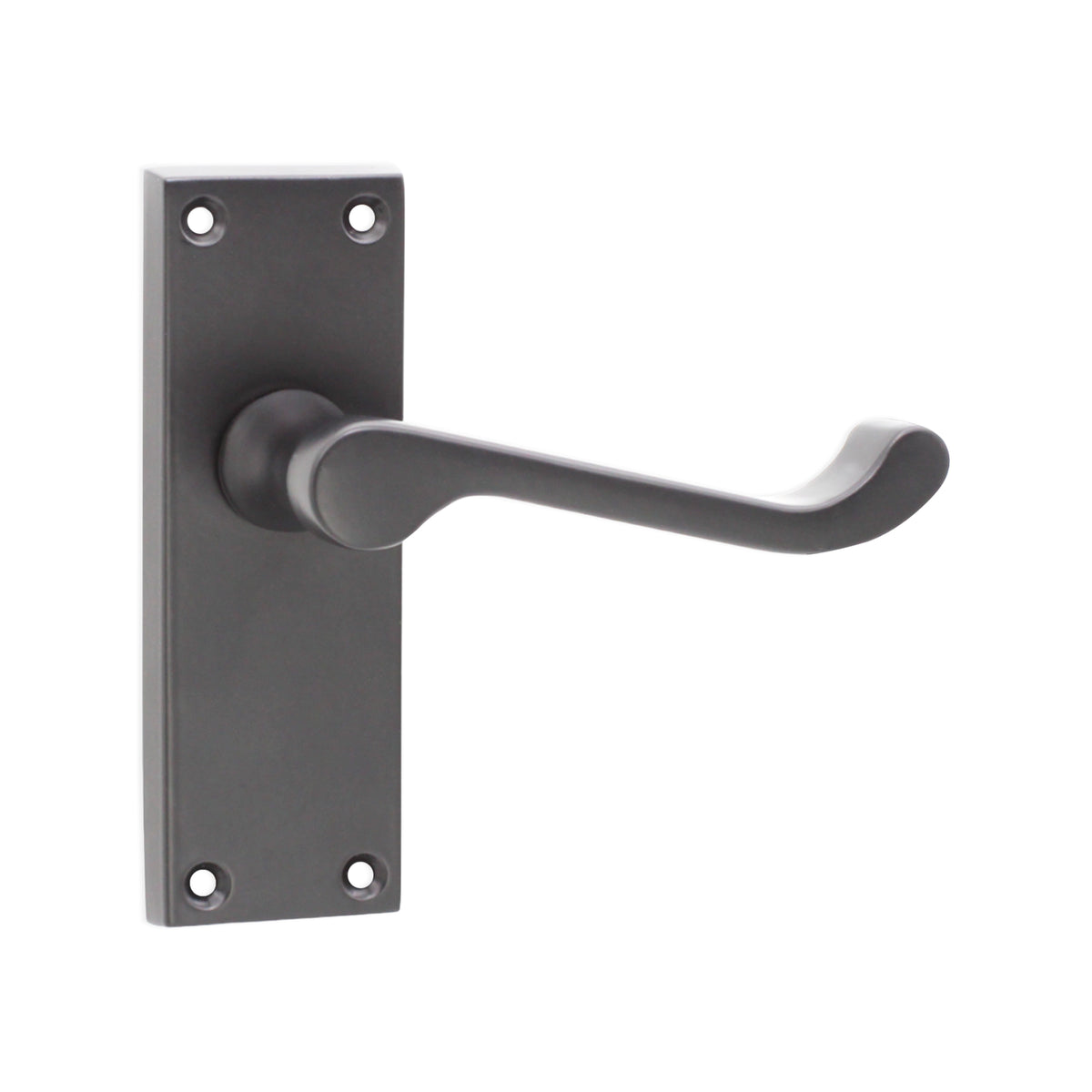 Victorian Scroll Latch Lever Handle 115mm Matt Black