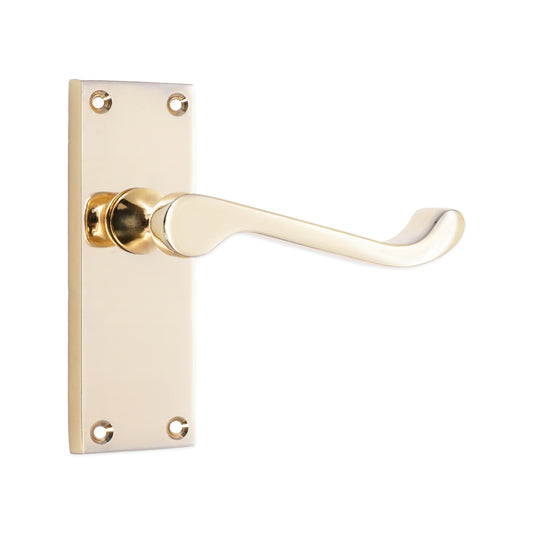Victorian Scroll Latch Lever Handle 115mm Polished Brass