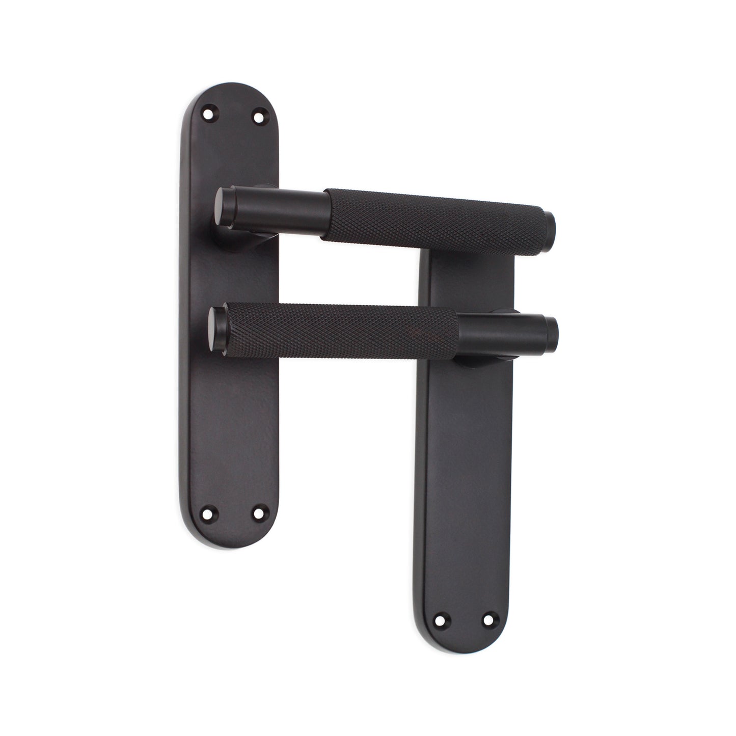 Connaught Knurled Lever on Backplate Latch Matt Black