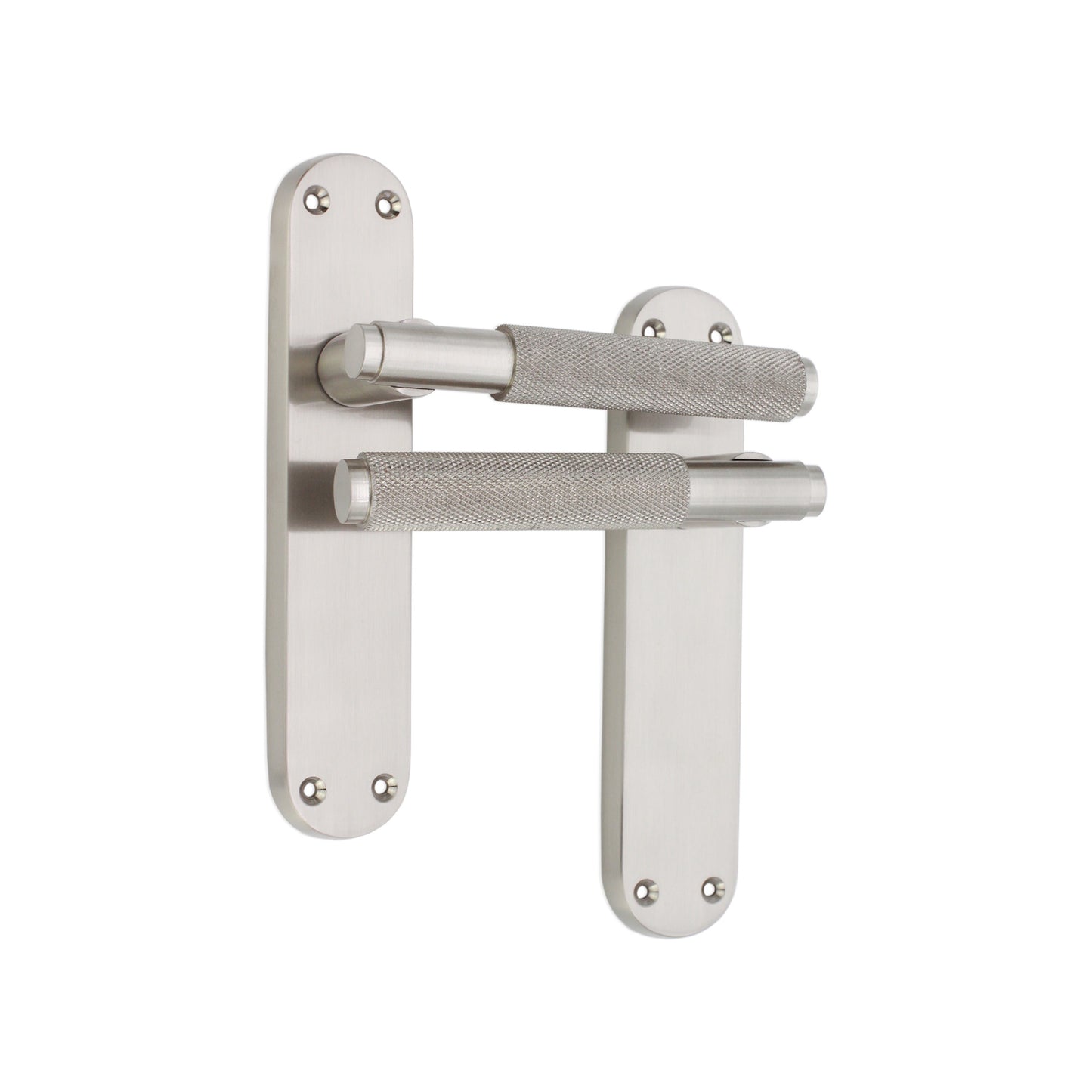 Connaught Knurled Lever on Backplate Latch Satin Nickel
