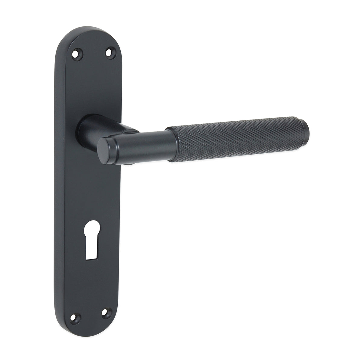 Connaught Knurled Lever on Backplate Lock Matt Black