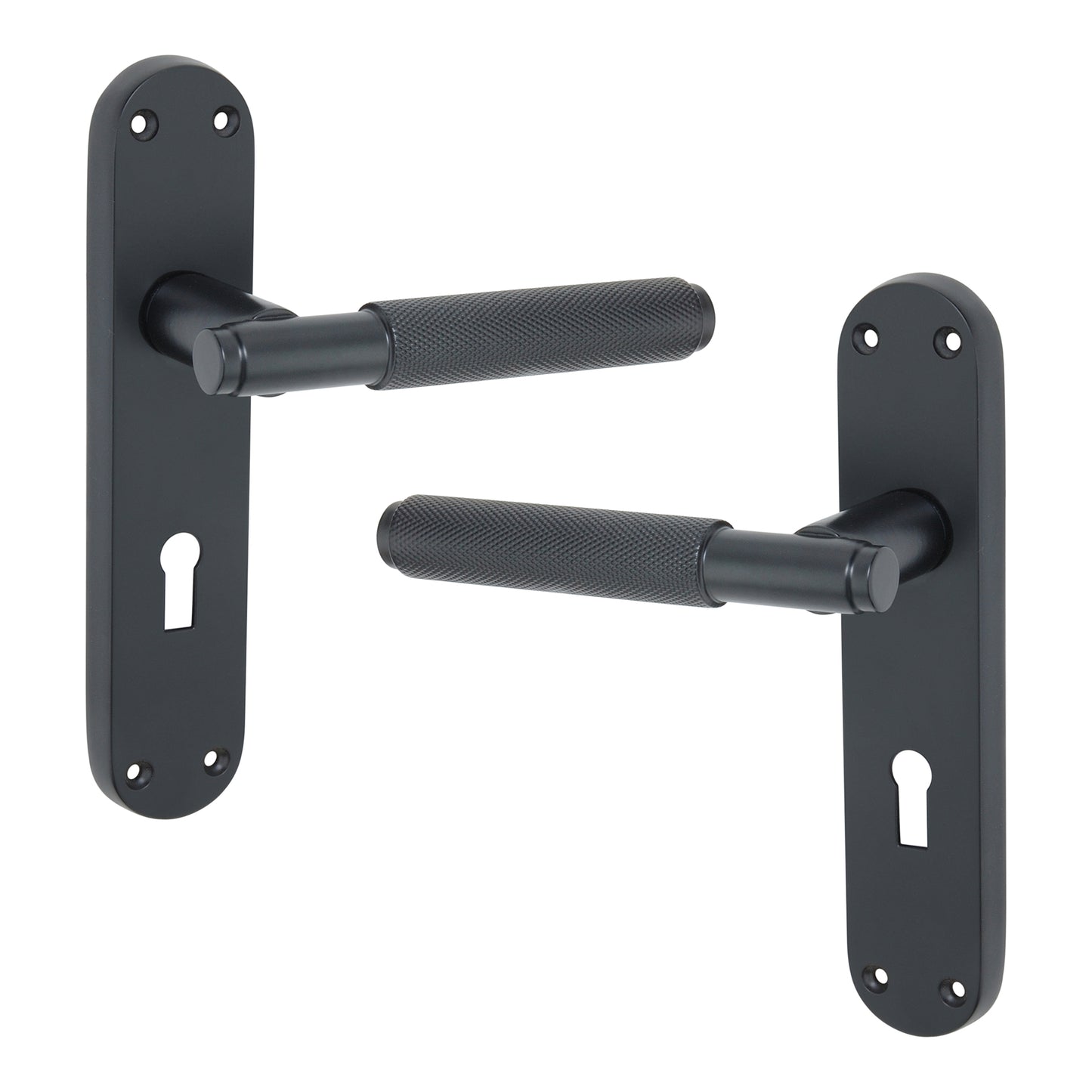 Connaught Knurled Lever on Backplate Lock Matt Black