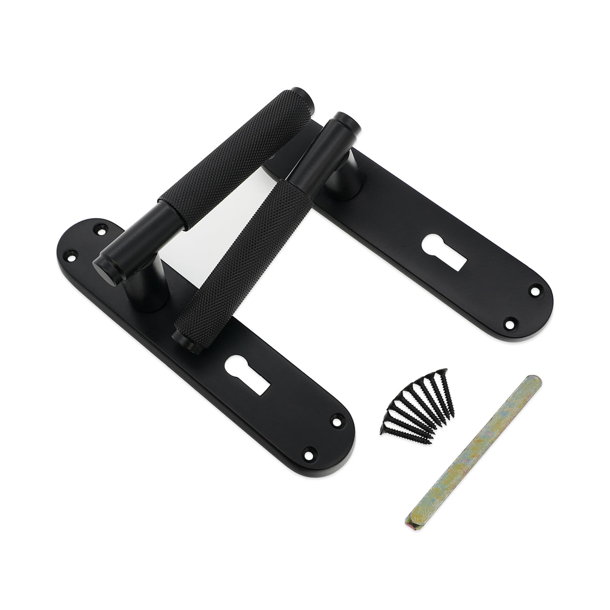 Connaught Knurled Lever on Backplate Lock Matt Black