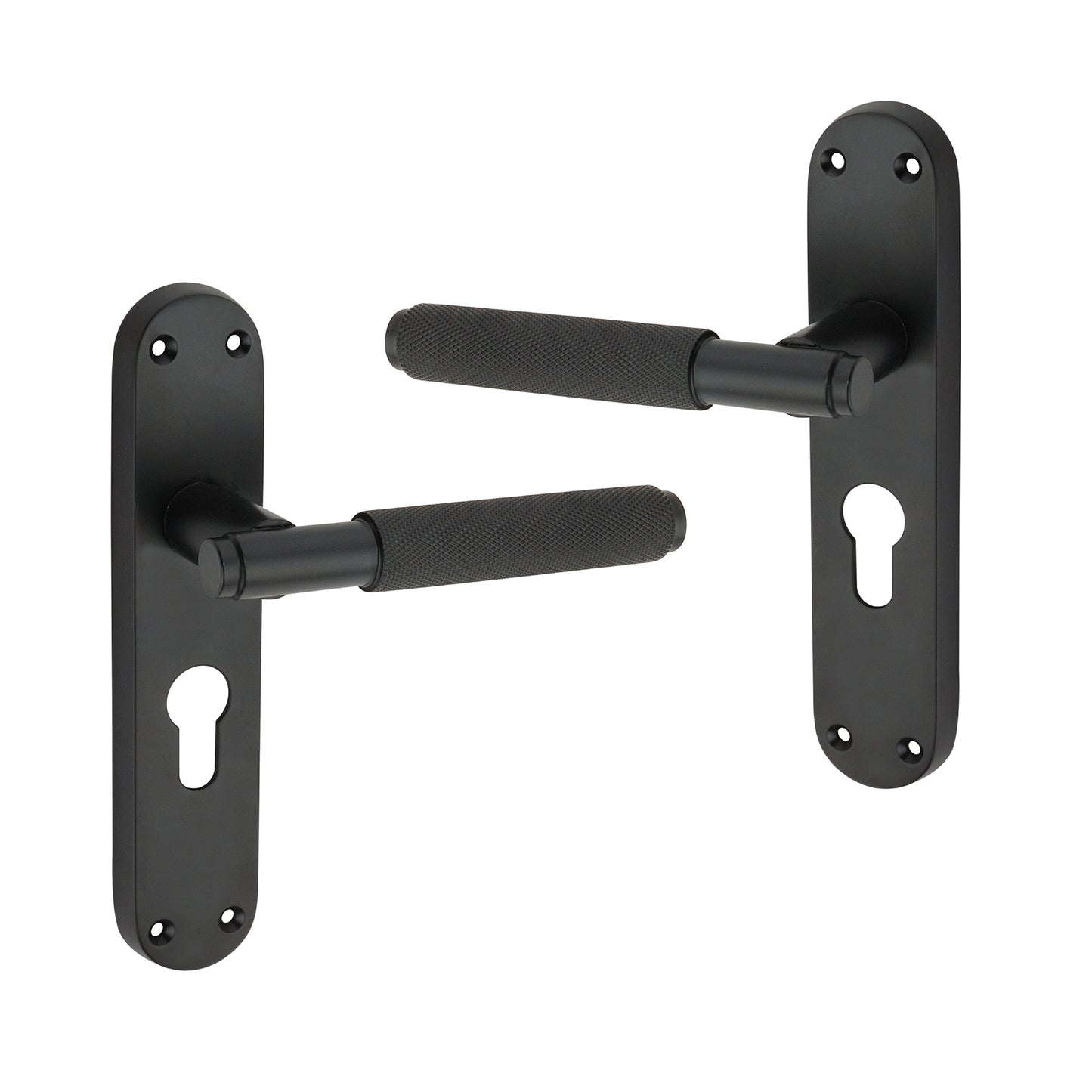 Connaught Knurled Lever on Backplate Euro Matt Black