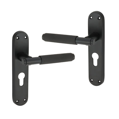 Connaught Knurled Lever on Backplate Euro Matt Black