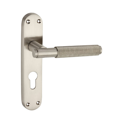 Connaught Knurled Lever on Backplate Euro Satin Nickel