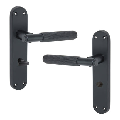 Connaught Knurled Lever on Backplate Bathroom Matt Black
