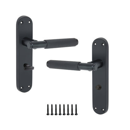 Connaught Knurled Lever on Backplate Bathroom Matt Black