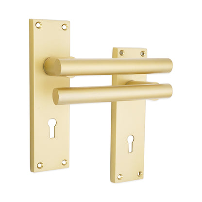 Jura Lever on Backplate Lock Satin Brass