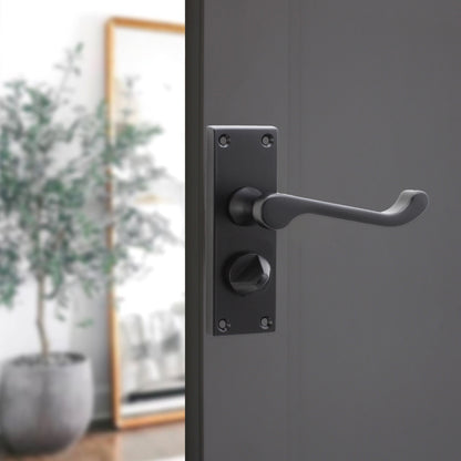 Victorian Scroll Privacy Lever Handle 115mm Matt Black