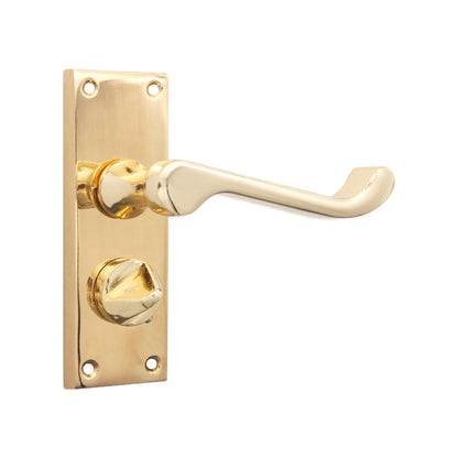 Victorian Scroll Privacy Lever Handle 115mm Polished Brass