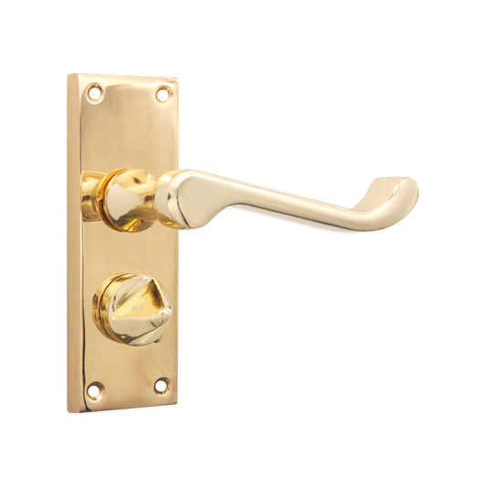 Victorian Scroll Privacy Lever Handle 115mm Polished Brass