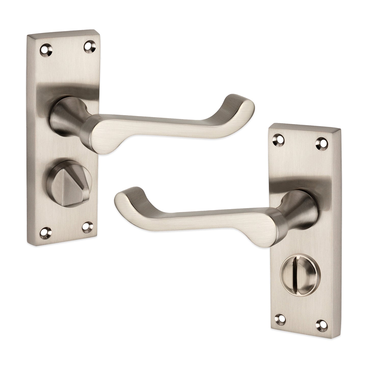 Victorian Scroll Privacy Lever Handle 115mm Satin Nickel